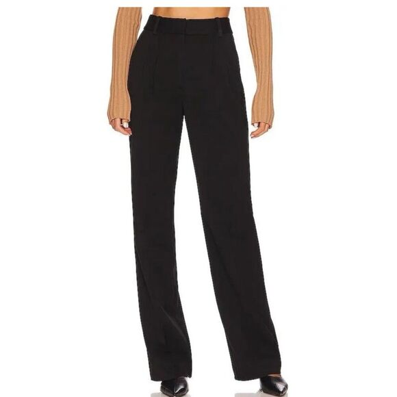 Reformation Dress Pants Black Wool Blend Straight Leg Work Office Minimalist 0 - Picture 1 of 10